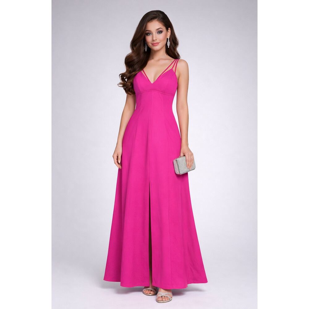 Aidan Mattox Fuchsia Maxi Dress with Double Straps